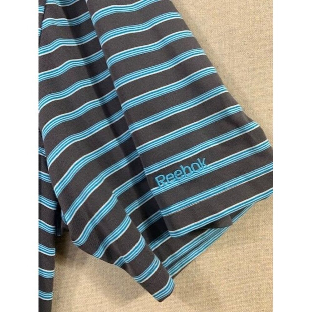 Reebok Golf 4XL Striped men's Polo Short Sleeve Shirt Blue & Gray - Picture 5 of 7